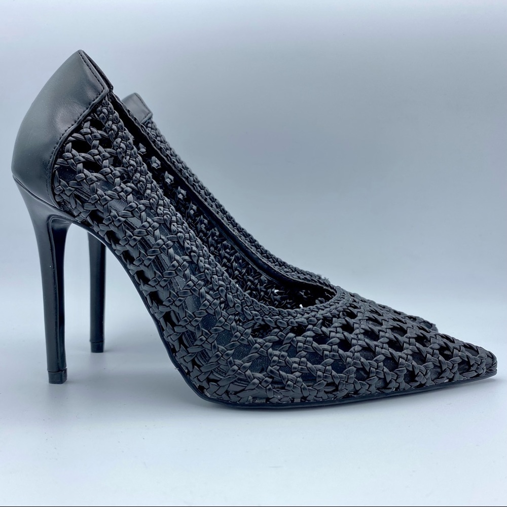 💗Zara Basic Collection Black Woven Pointed Toe Heels